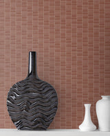 Seabrook Deco Spliced Stripe Terra Cotta Wallpaper