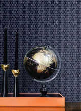 Seabrook Capsule Geometric Denim Blue & Metallic Silver Wallpaper