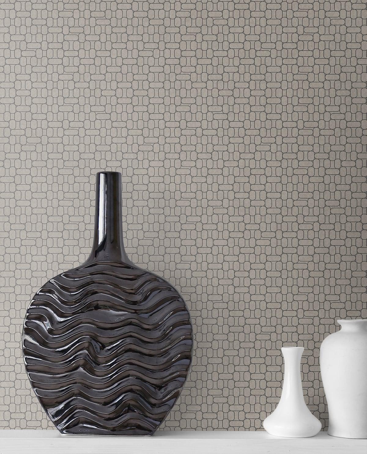 Seabrook Capsule Geometric Nobel Grey Wallpaper