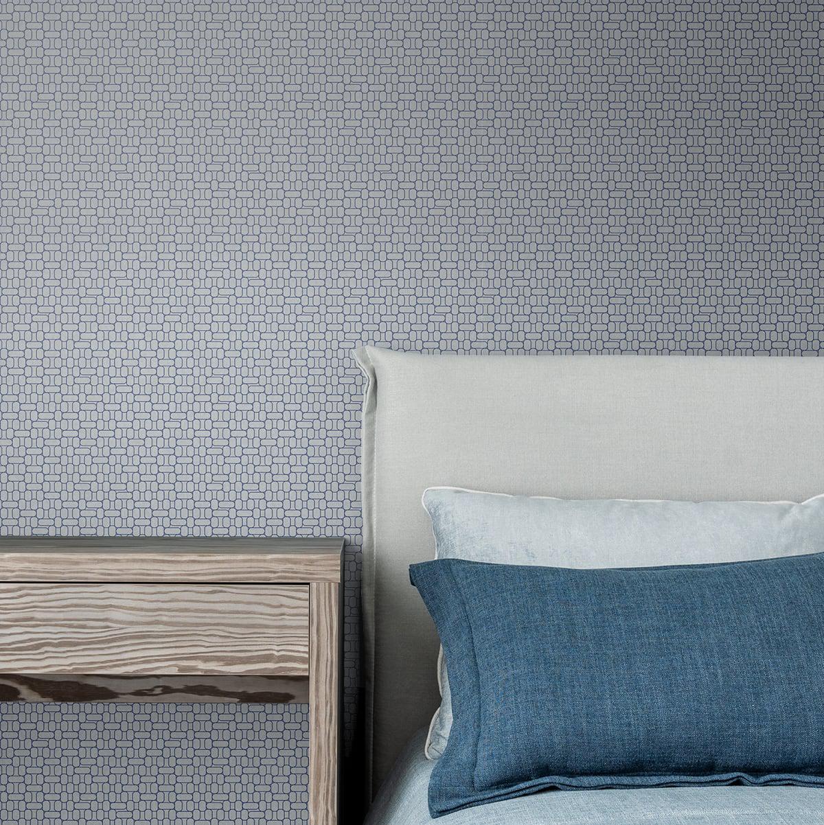Seabrook Capsule Geometric Skylight & Navy Wallpaper