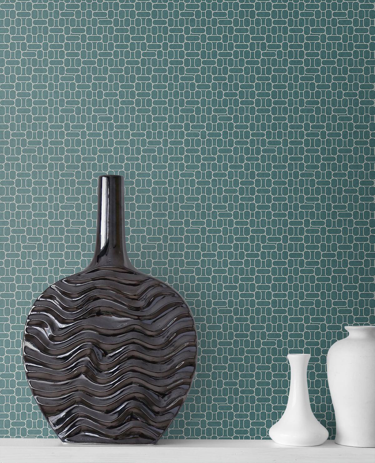 Seabrook Capsule Geometric Perry Teal Wallpaper