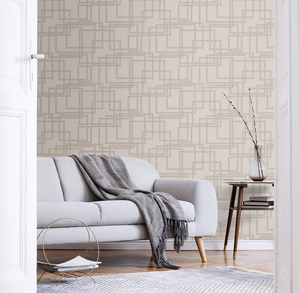 Seabrook Bauhaus Cityscape Laurent Grey Wallpaper