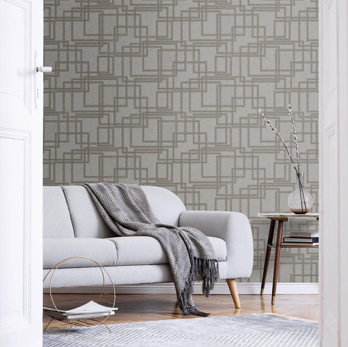 Seabrook Bauhaus Cityscape Hammered Steel Wallpaper