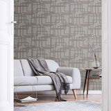 Seabrook Bauhaus Cityscape Hammered Steel Wallpaper