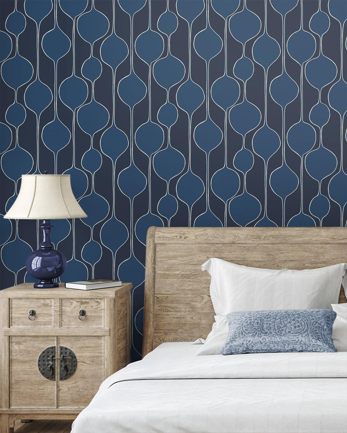 Seabrook Minimalist Geometric Celtic Blue Wallpaper