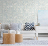 Seabrook Linework Maze Sky Blue Wallpaper