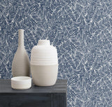 Seabrook Lush Navy Blue Wallpaper