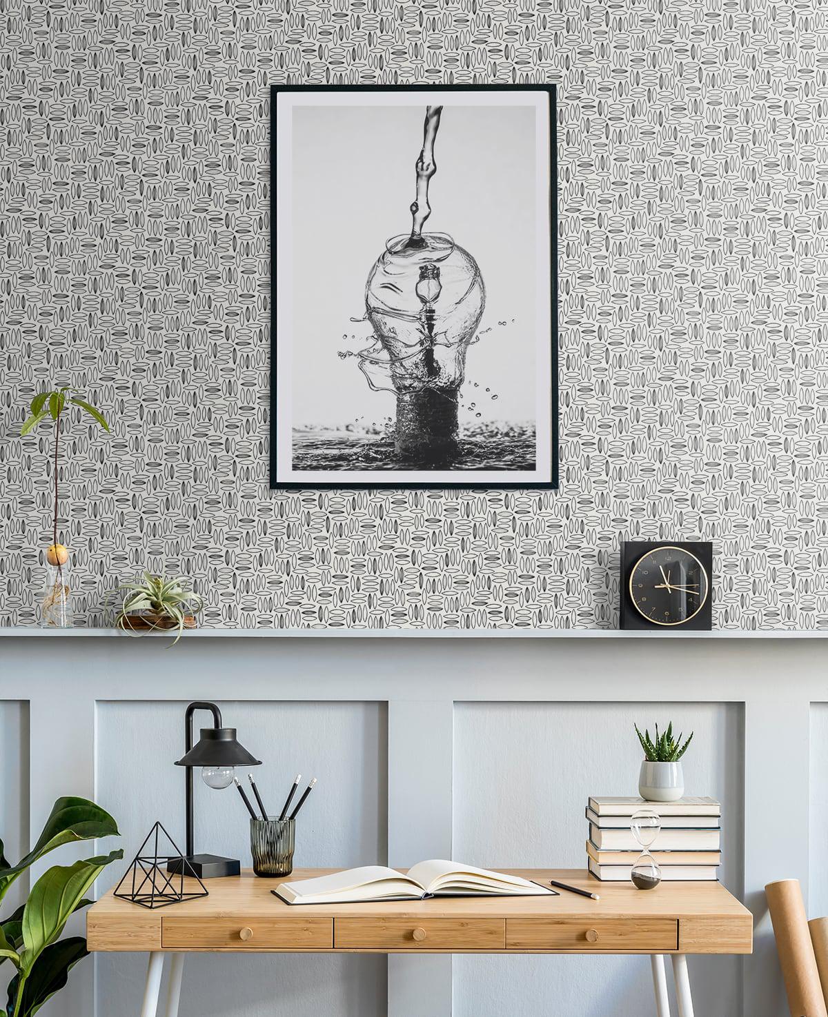 Seabrook Pip Geo Salt And Pepper Wallpaper