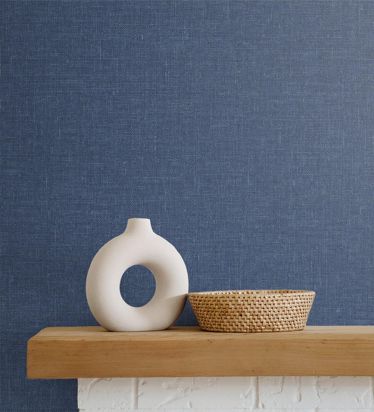 Seabrook Soft Linen Navy Wallpaper