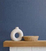 Seabrook Soft Linen Navy Wallpaper