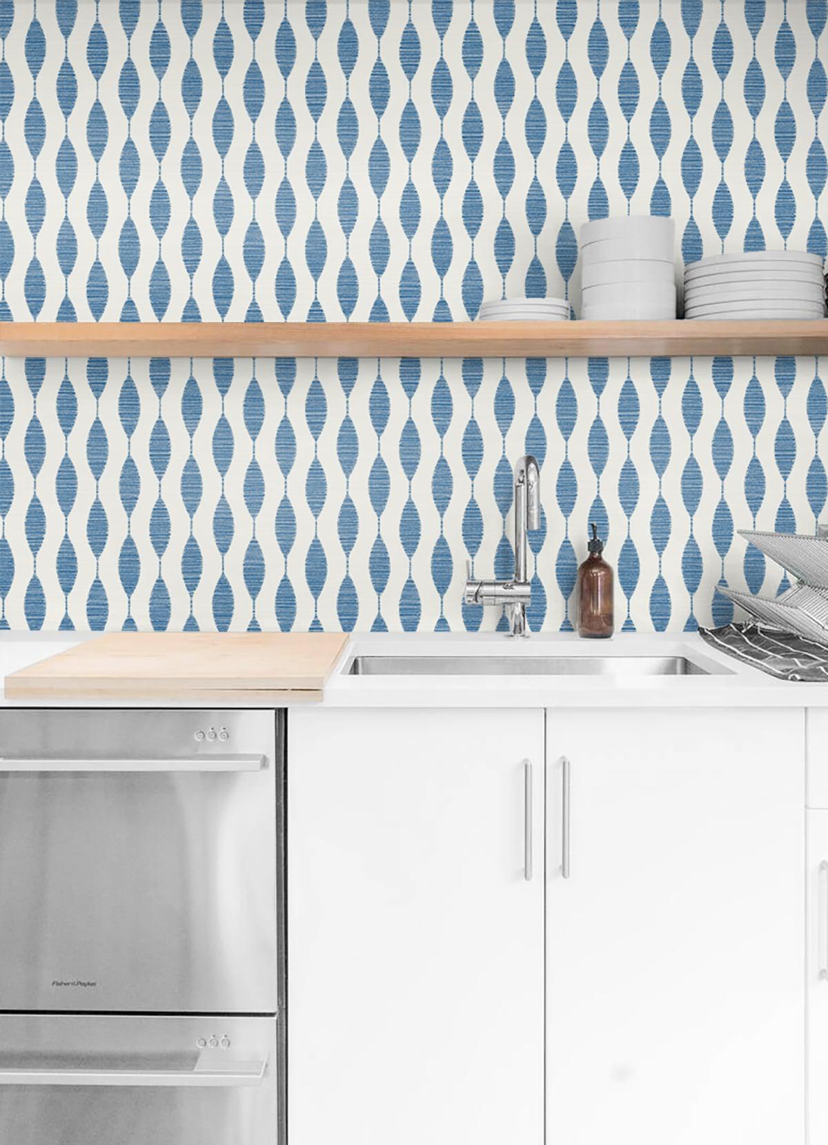 Seabrook Ditto French Blue Wallpaper