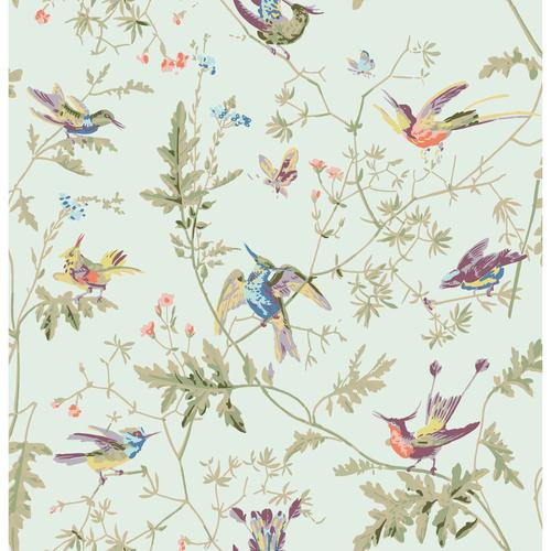 Cole & Son HUMMINGBIRDS COTTON PRINT DUCK EGG Fabric