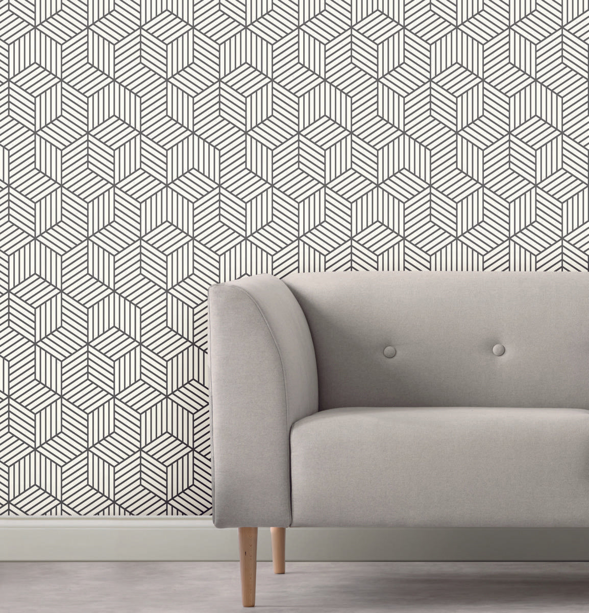 Roommates Striped Hexagon Peel & Stick Black Wallpaper DecoratorsBest