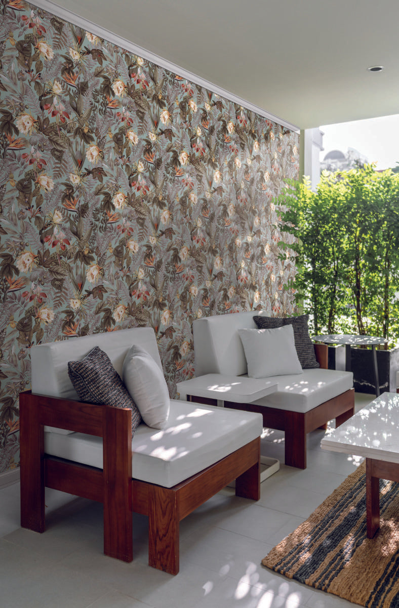 Roommates Tropical Flowers Peel And Stick Green Wallpaper DecoratorsBest