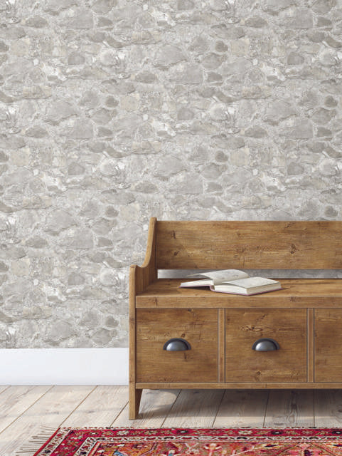York Field Stone Gray Wallpaper