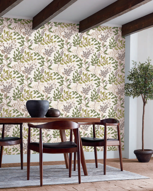 York Eden Retreat Beige/Green Wallpaper