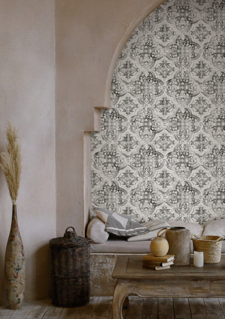 York Quartet White/Black Wallpaper