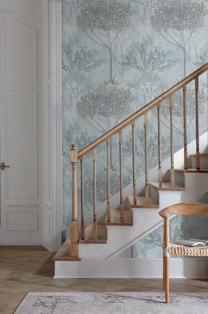 York Orchard Blue/Gray Wallpaper