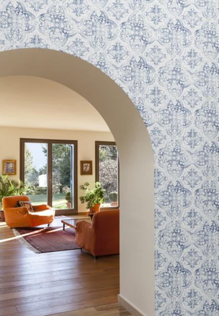 York Quartet White/Blue Wallpaper