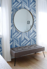 Seabrook Geo Inlay Denim And Sky Blue Wallpaper