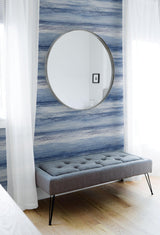 Seabrook Sunset Stripes Moody Blue And Frost Wallpaper