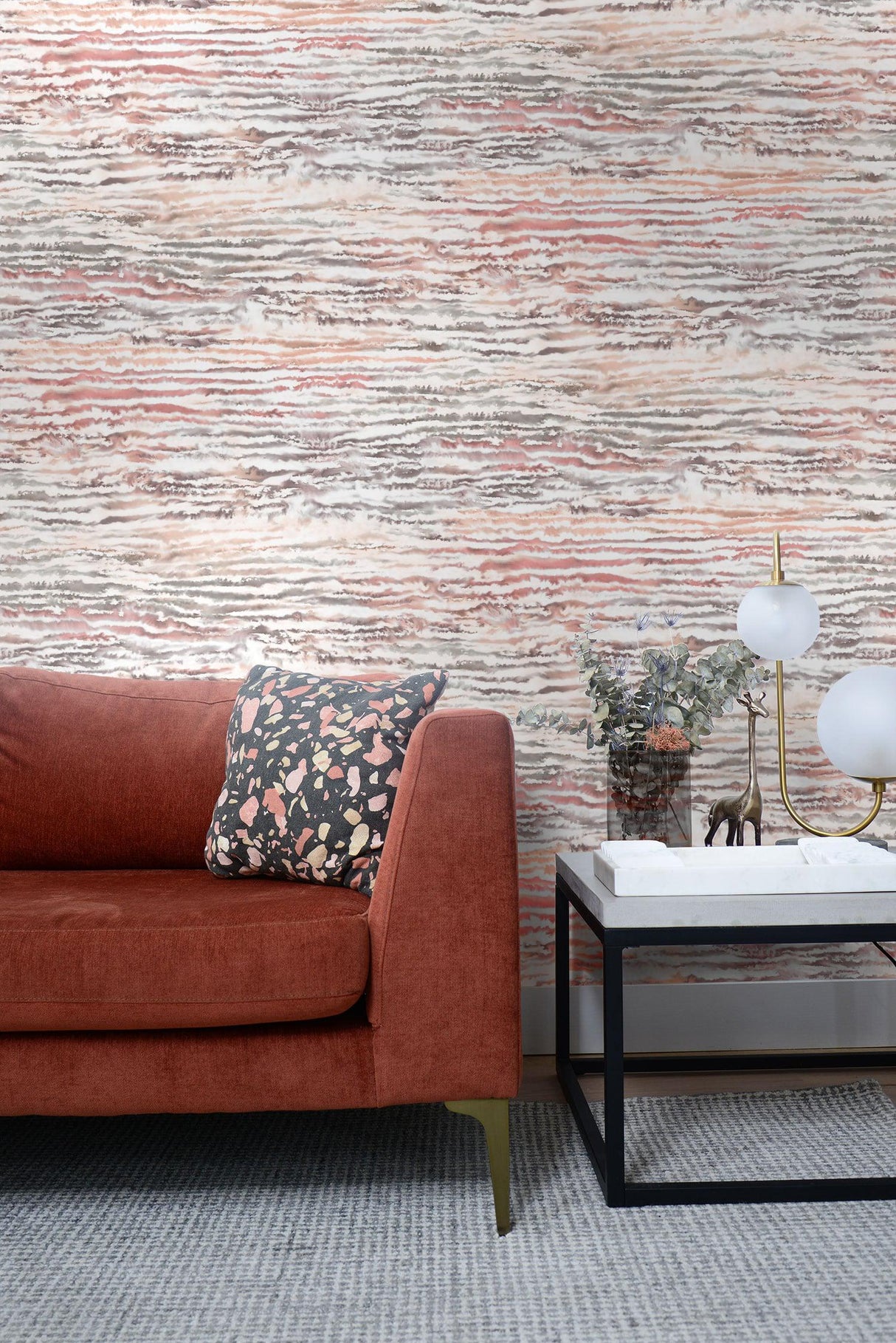 Seabrook Watercolor Waves Smoked Peach Wallpaper