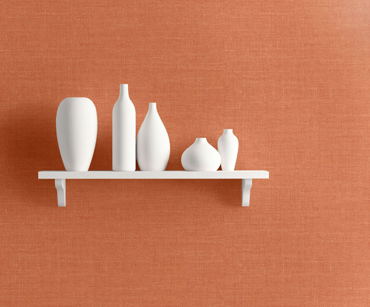 Seabrook Hopsack Embossed Vinyl Persimmon Wallpaper
