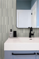 Seabrook Block Lines Metallic Silver And Cove Gray Wallpaper