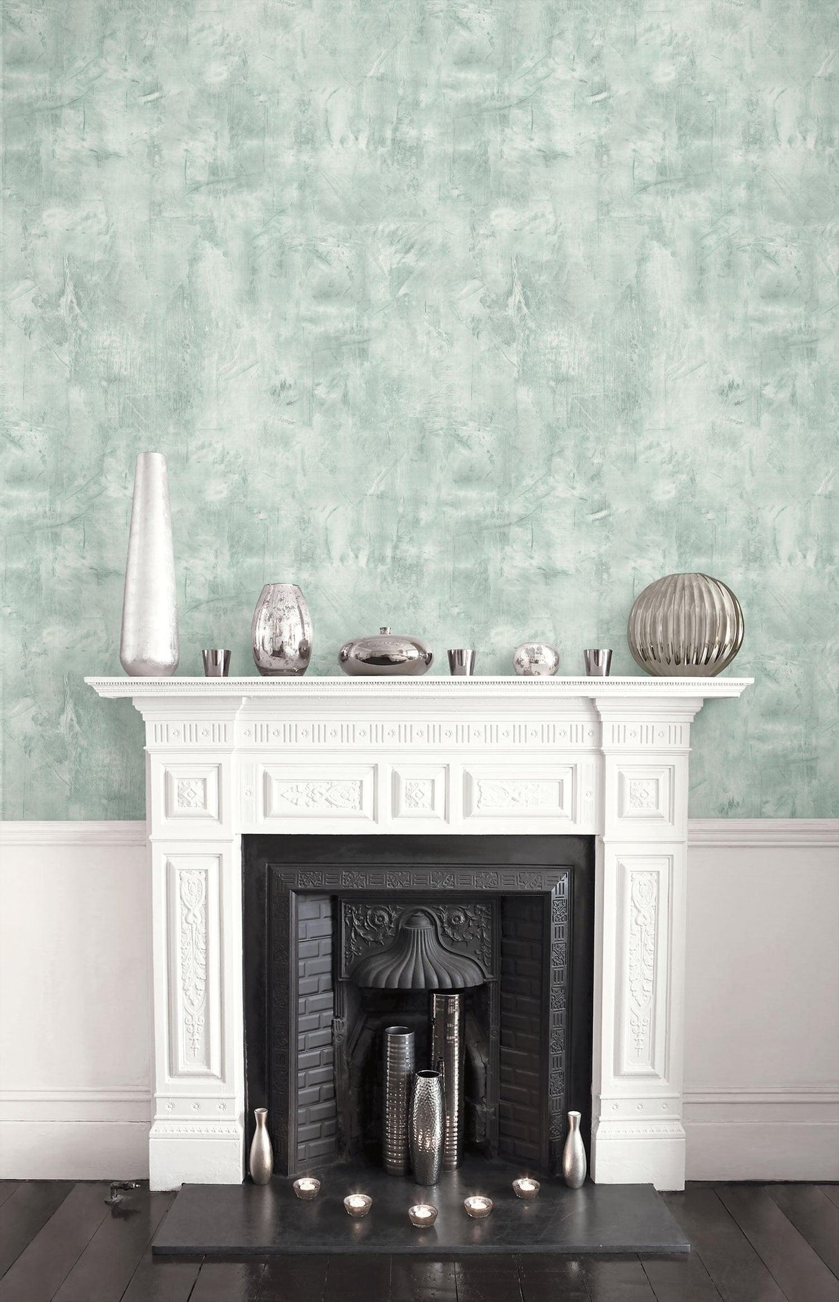 Seabrook Rustic Stucco Faux Green Mist Wallpaper