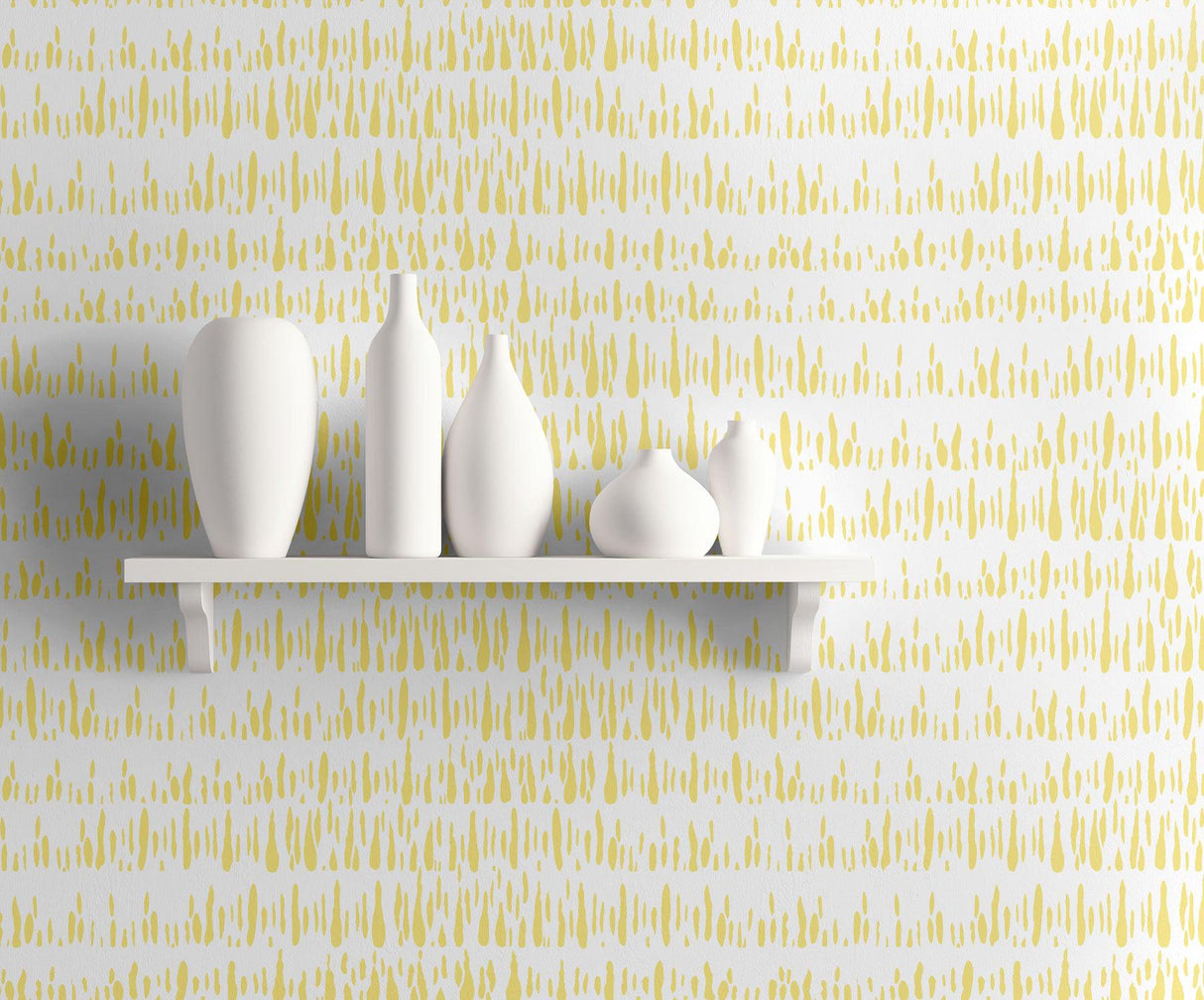 Seabrook Brush Marks Buttercup And White Wallpaper