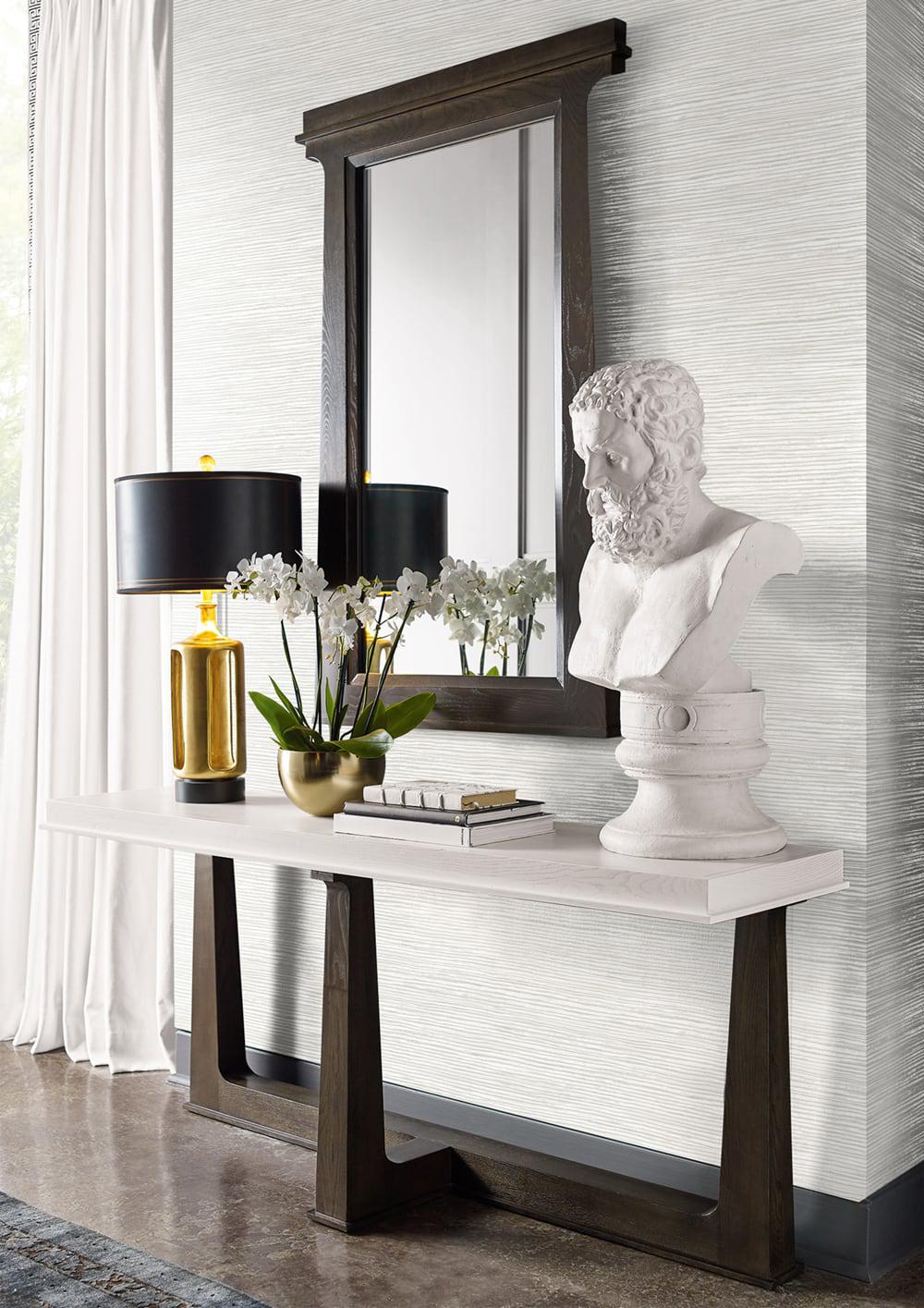 Seabrook Osprey Faux Grasscloth Eggshell And Silver Wallpaper