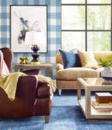 Seabrook Rugby Gingham Coastal Blue And Ivory Wallpaper