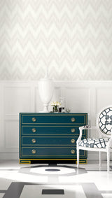 Seabrook Regent Flamestitch Stringcloth Winter Fog And Eggshell Wallpaper