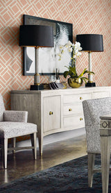 Seabrook Block Trellis Melon And Arrowroot Wallpaper