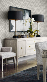 Seabrook Block Trellis Cove Gray And Fog Wallpaper