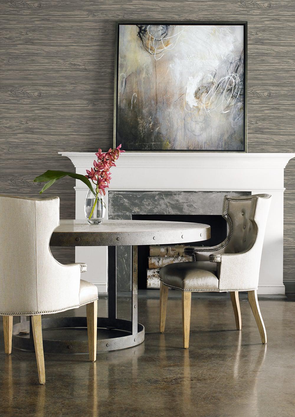 Seabrook Washed Shiplap Embossed Vinyl Dark Ash Wallpaper