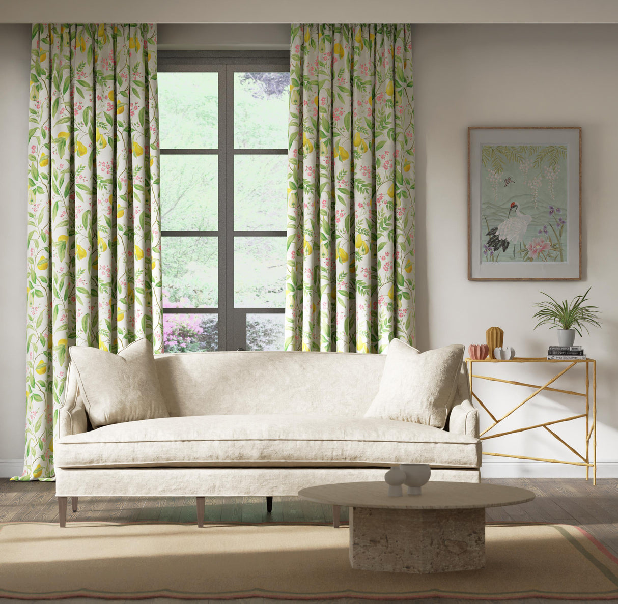 Harlequin Marie Fig Leaf/Honey/Blossom Fabric