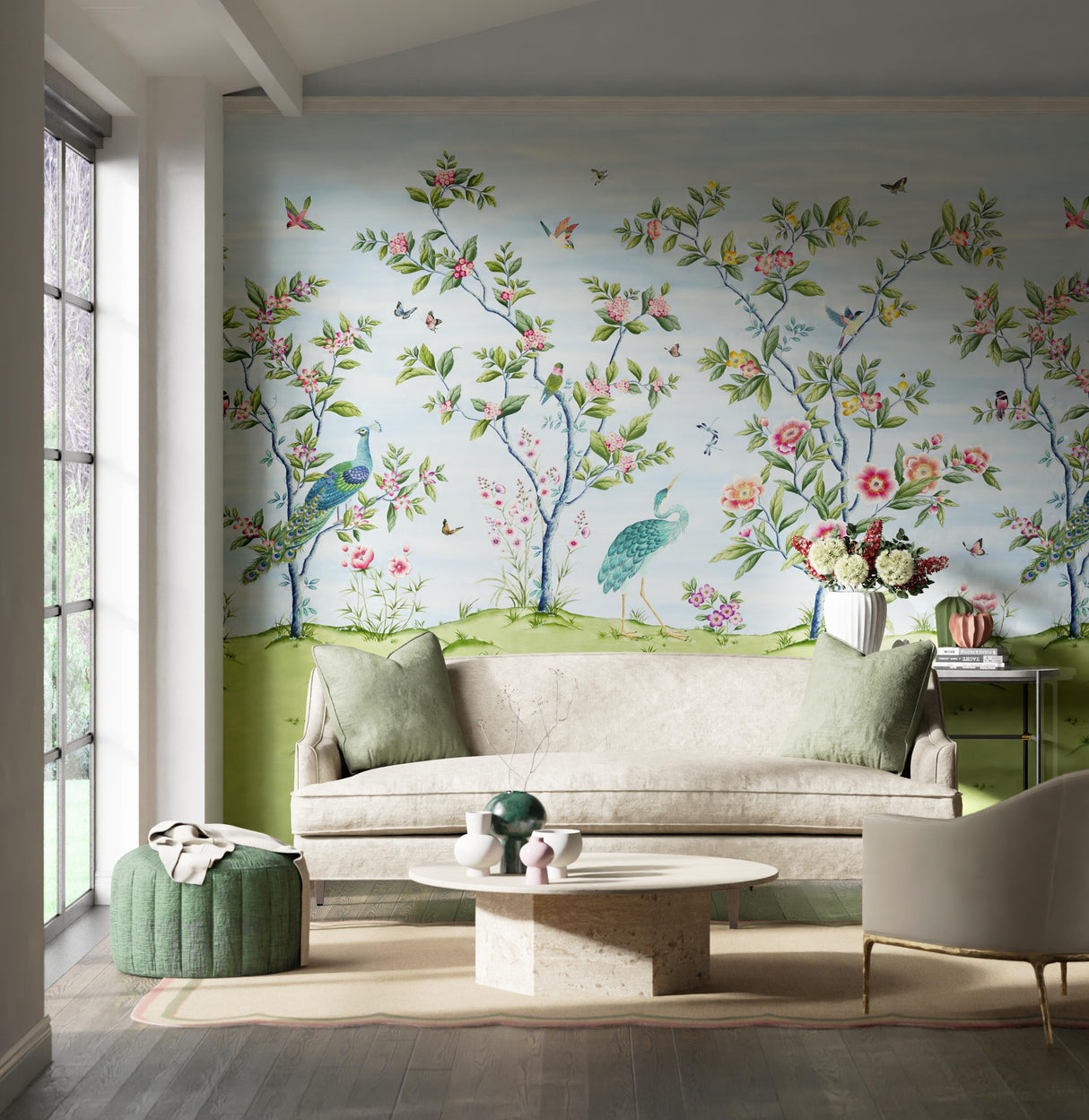 Harlequin Florence Sky/Meadow/Blossom Wallpaper
