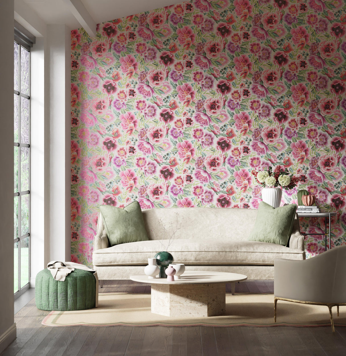 Harlequin Marsha Powder/Peony/Magenta Wallpaper