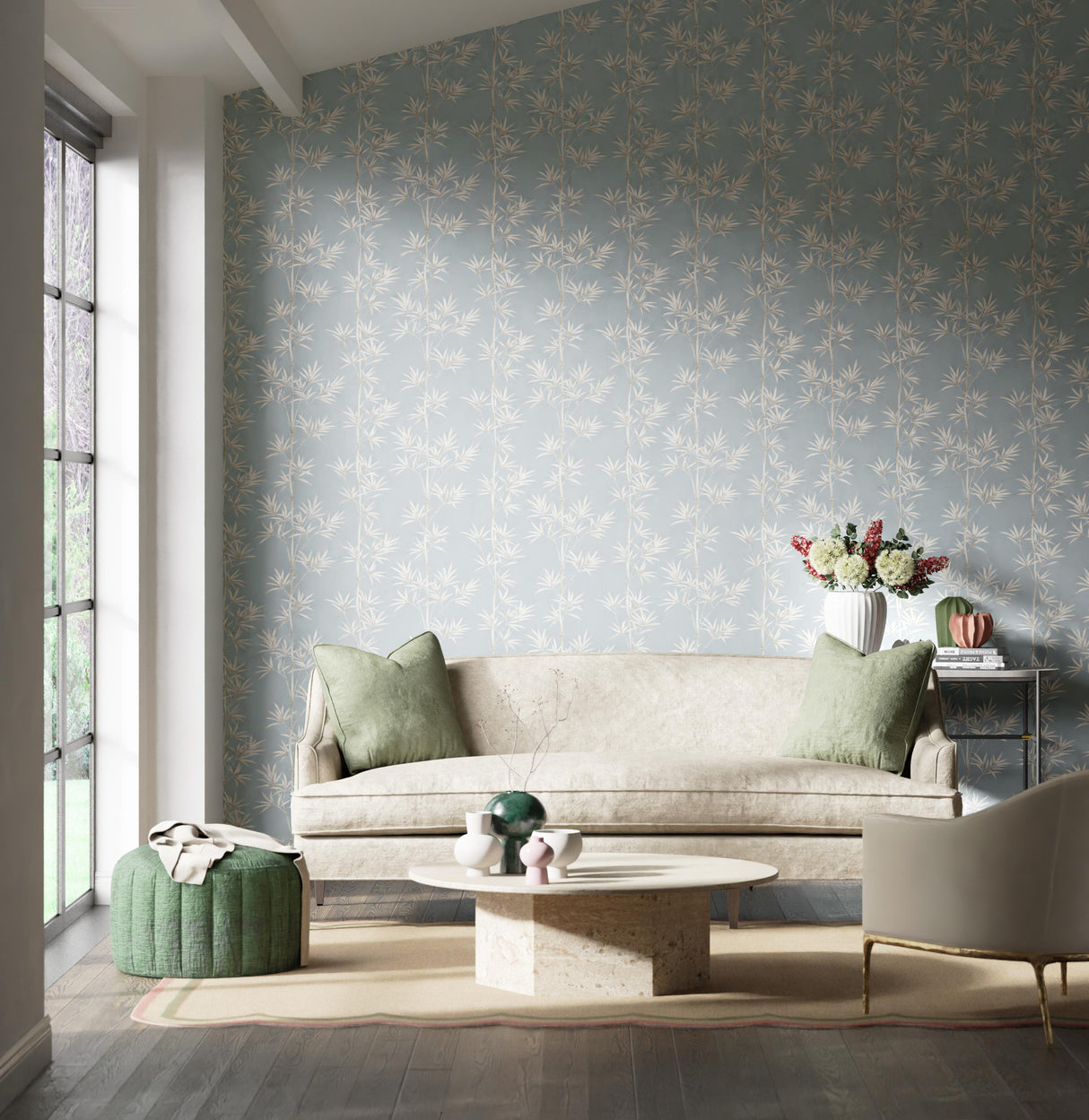 Harlequin Isabella Sky/Porcelain Wallpaper