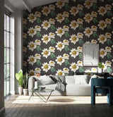 Harlequin Paeonia Black Earth/Fig Leaf/ Gold Wallpaper