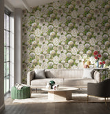 Harlequin Dahlia Sail Cloth/Meadow/Gilver Wallpaper