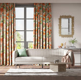 Harlequin Dahlia Coral/Fig Leaf/Sky Fabric