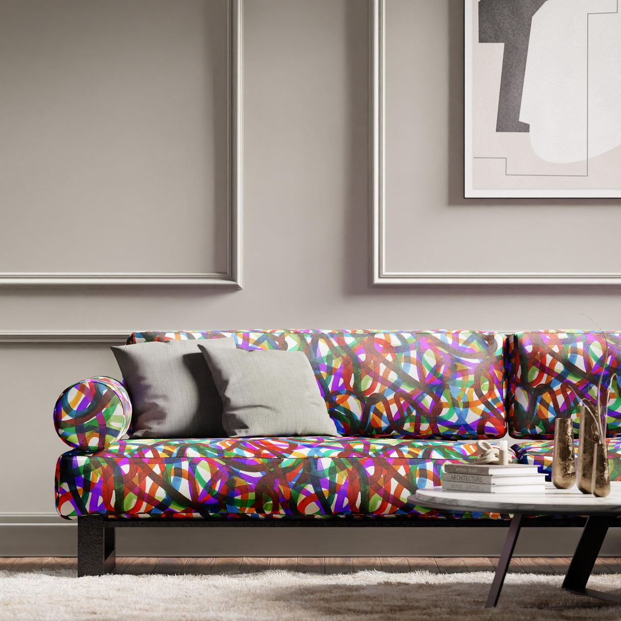 Harlequin Rhythm Fire/Brazilian Rosewood/Onsen/Forest Fabric