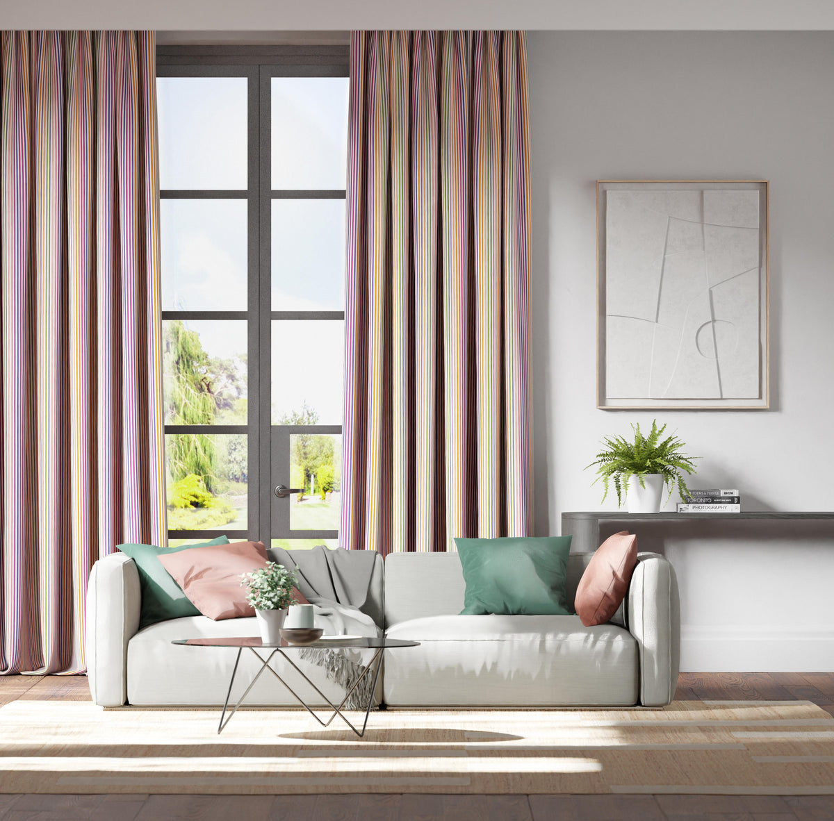 Harlequin Calla Pomegranate/Clementine/Peony/Blueberry Fabric