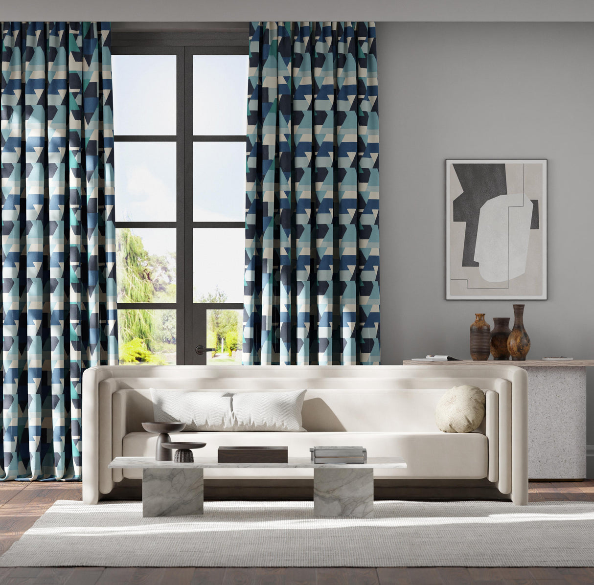 Harlequin Popova Onsen/Japanese Ink/Silver Willow Fabric