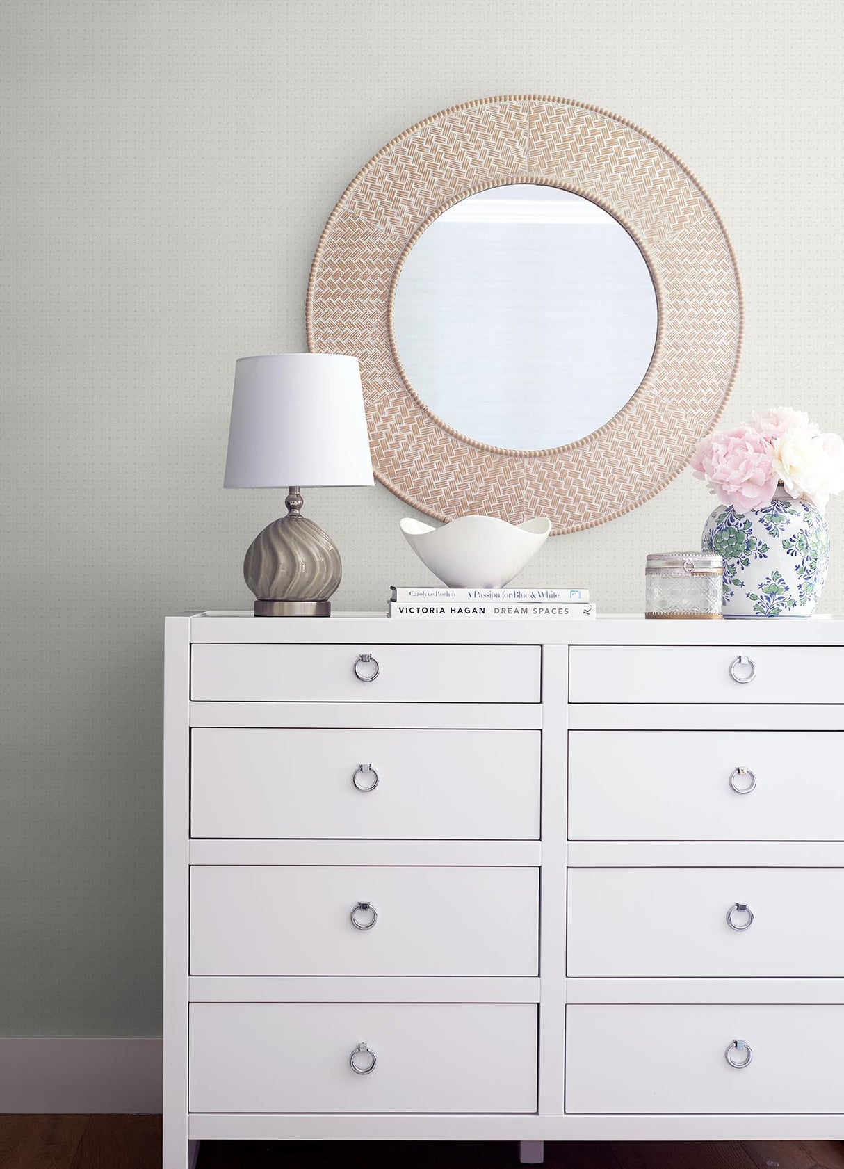 A-Street Prints Grey Resource Flowers Silver Wallpaper