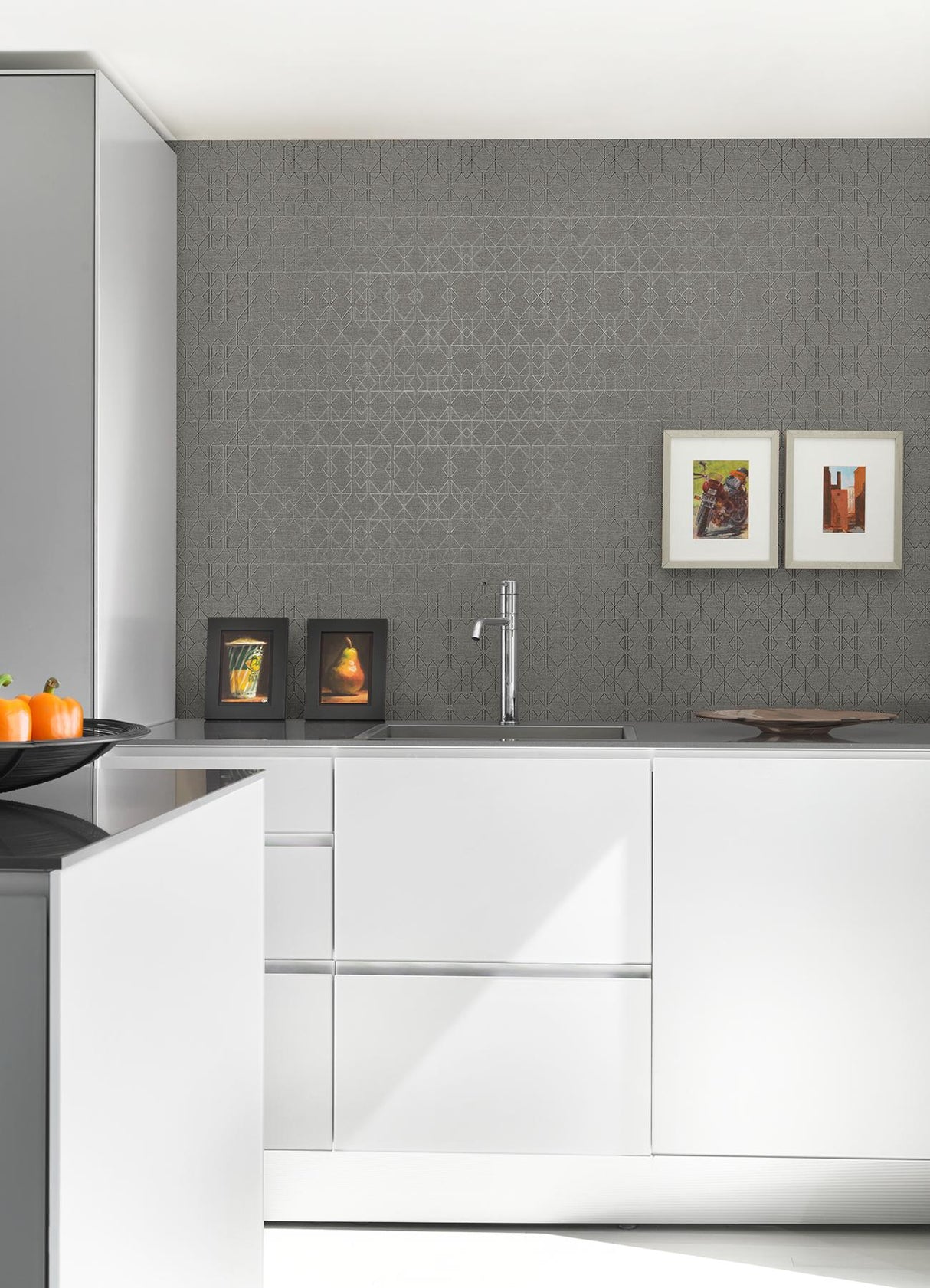A-Street Prints Grey Resource Geometrics Sterling Wallpaper