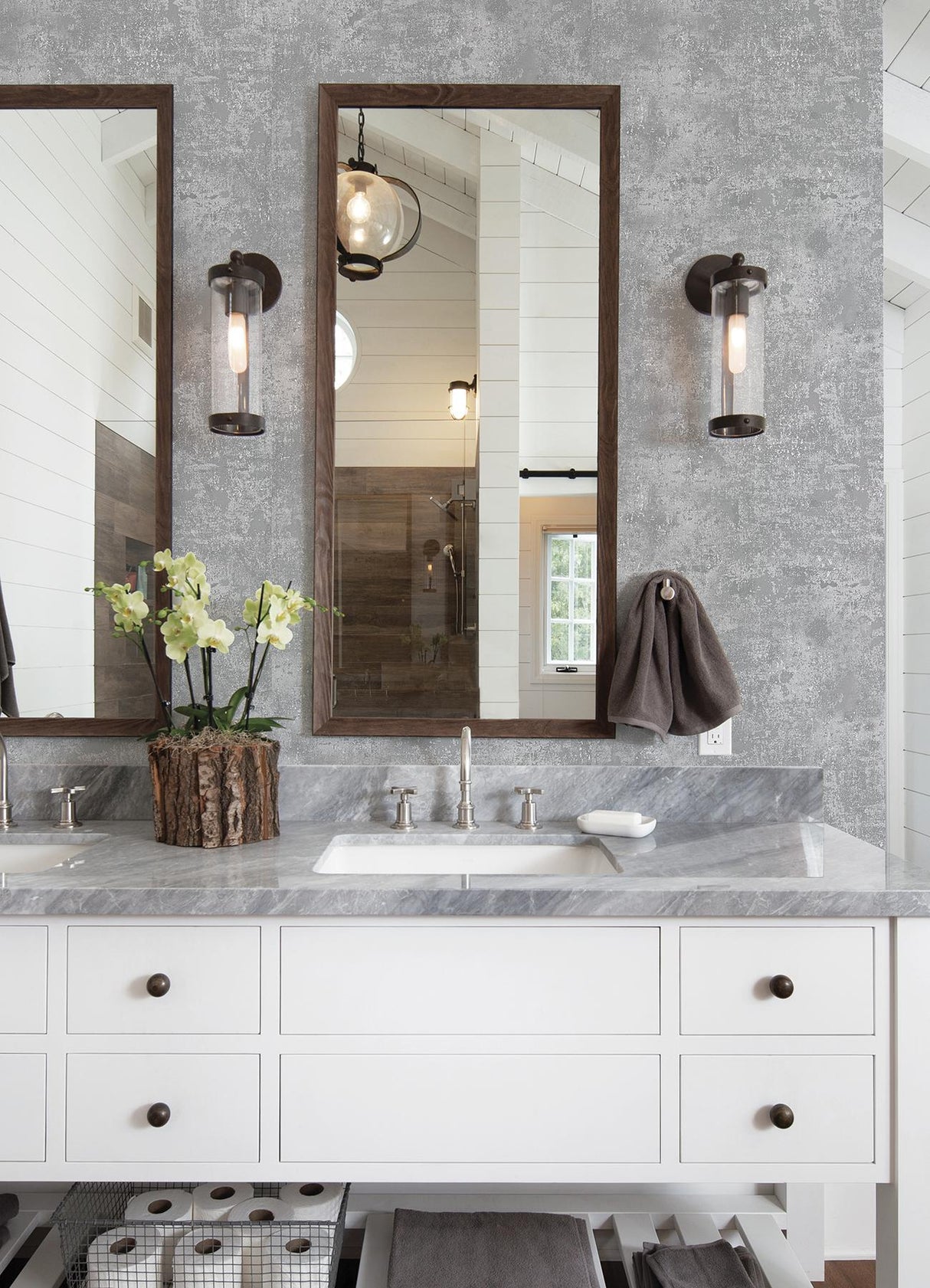 A-Street Prints Grey Resource Distressed Textures Charcoal Wallpaper