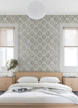 A-Street Prints Grey Resource Medallions Platinum Wallpaper